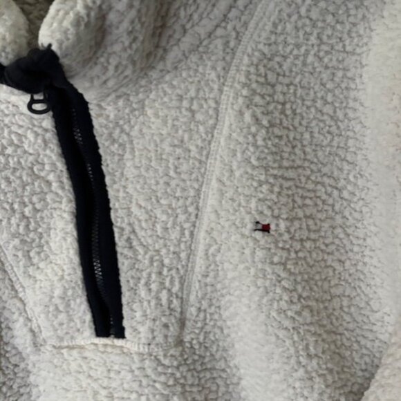 Tommy Hilfiger XL White Sherpa Fleece Pullover Athleisure Warm Preppy Sport Logo - Picture 5 of 10